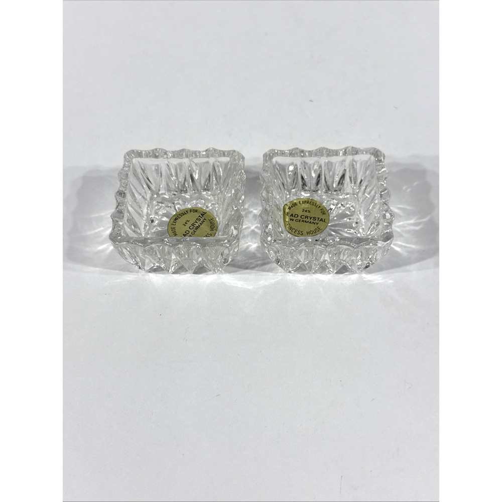 Princess House Lead Crystal Salt Cellars Set of 2 Made in West Germany w/ Labels